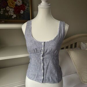 Linen blend stripe top